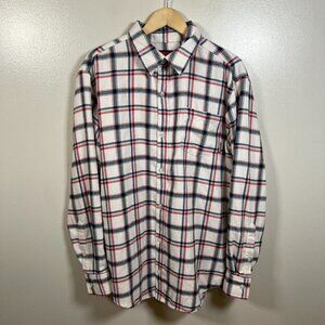 Burton Dry Ride Colombo Flannel Button Down Plaid Shirt Mens Size Large White